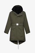 Cappotto Kiwi Canvas - Cappotto oversize in cotone kaki con fodera in pelliccia sintetica donna