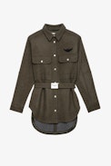 Trop Jacket - Women’s bronze flecked wool jacket with wings
