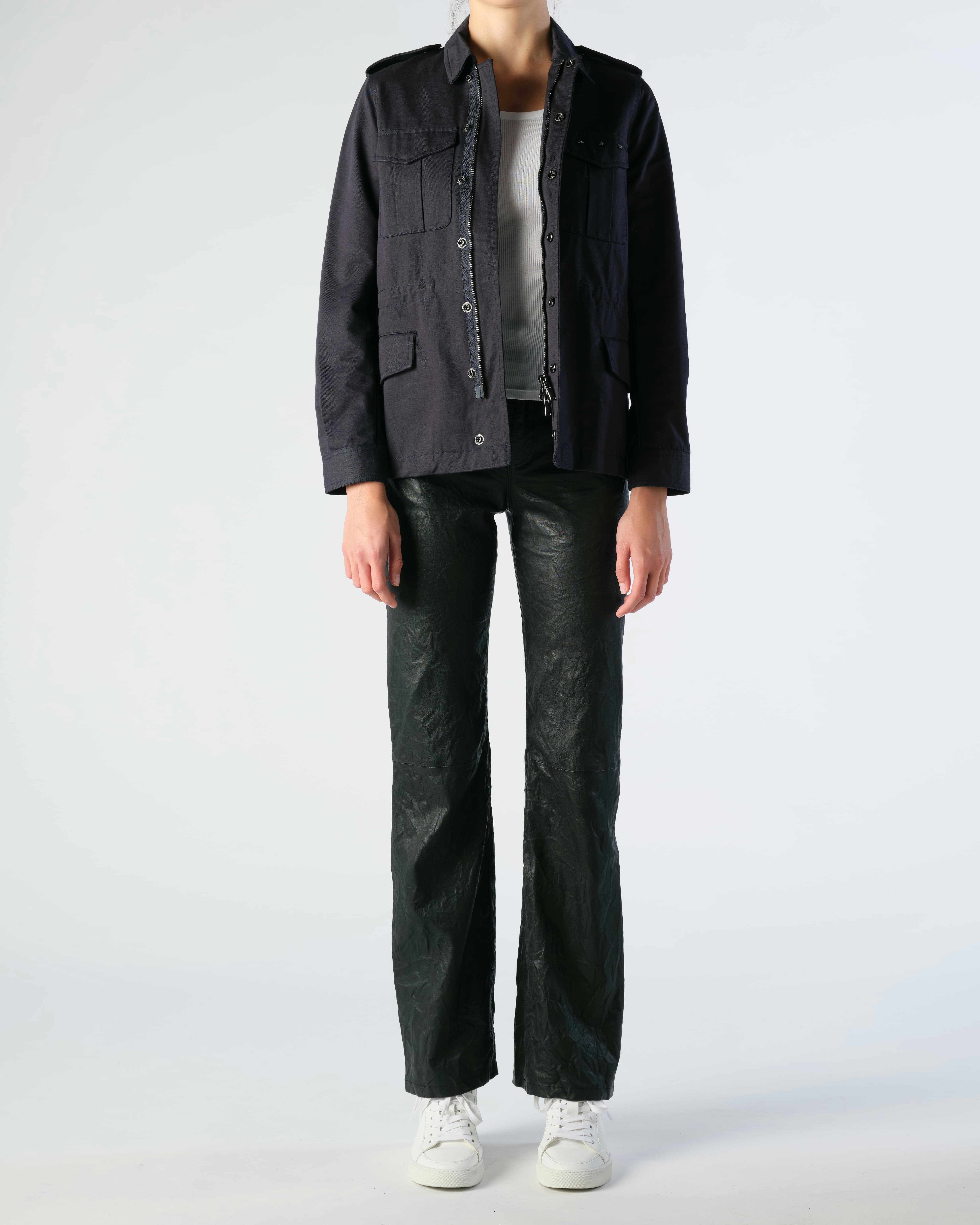 Kayak Love Punk Jacket - Women's navy blue jacket with button and zipper closure.