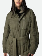 Kalice Jacket - Women’s khaki twill cotton jacket with belt.