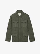 Kayak Jacket - Khaki cotton twill jacket with pockets, overstitching and wings motif.