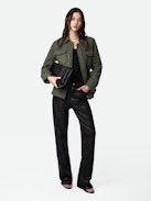 Kayak Jacket - Khaki cotton twill jacket with pockets, overstitching and wings motif.