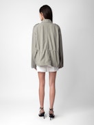 Chaqueta Kemi - Parka militar corta de estilo oversize en color caqui con bolsillos y bordado de estilo universitario.