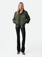 Jacke Bolid - Khakifarbene Jacke mit Reißverschluss, Taschen und Verzierungen von Humberto Cruz.