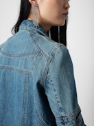 Bons Denim Jacket - Faded denim jacket with zip fastening and couture details.