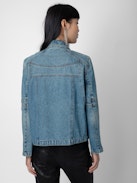 Bons Denim Jacket - Faded denim jacket with zip fastening and couture details.