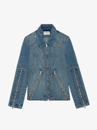 Bons Denim Jacket - Faded denim jacket with zip fastening and couture details.