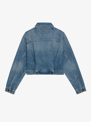 Aretha Cropped Jacket - Women's medium wash cropped denim jacket.