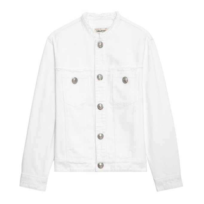 Zadig & Voltaire Kaely Raw Edge Denim Jacket In White
