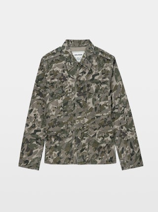 Krisa Parka - Short military parka with heart camouflage print and pockets.