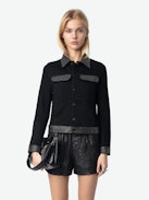 Jacke Kioky Denim - Taillierte Jeansjacke mit Knöpfen, Strass und mehreren Taschen.