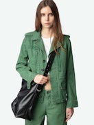 Parka Klimi - Parka in stile militare in cotone lavato, borchie, tasche multiple e firma ad ala sul retro.