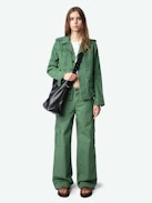 Parka Klimi - Parka in stile militare in cotone lavato, borchie, tasche multiple e firma ad ala sul retro.