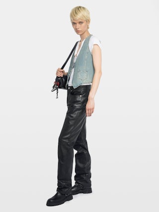 Gillier Denim Waistcoat - Denim waistcoat, western spirit applied front pockets.