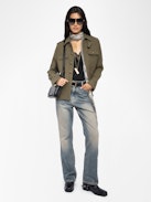 Veram Jacket - Mixed wool military-style jacket, multi pockets and shoulder badge.