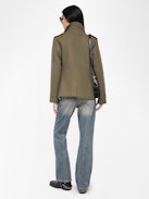 Veram Jacket - Mixed wool military-style jacket, multi pockets and shoulder badge.