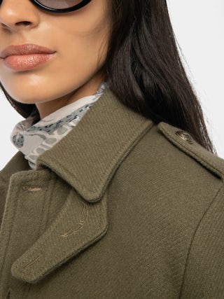 Veste Veram - Blouson en laine mélangée esprit militaire, multi poches et badge épaule.