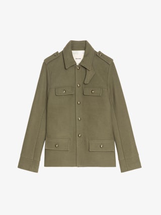 Veste Veram - Blouson en laine mélangée esprit militaire, multi poches et badge épaule.