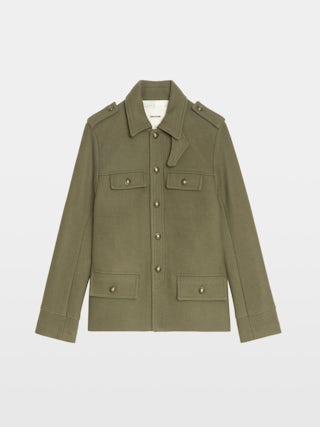 Veste Veram - Blouson en laine mélangée esprit militaire, multi poches et badge épaule.