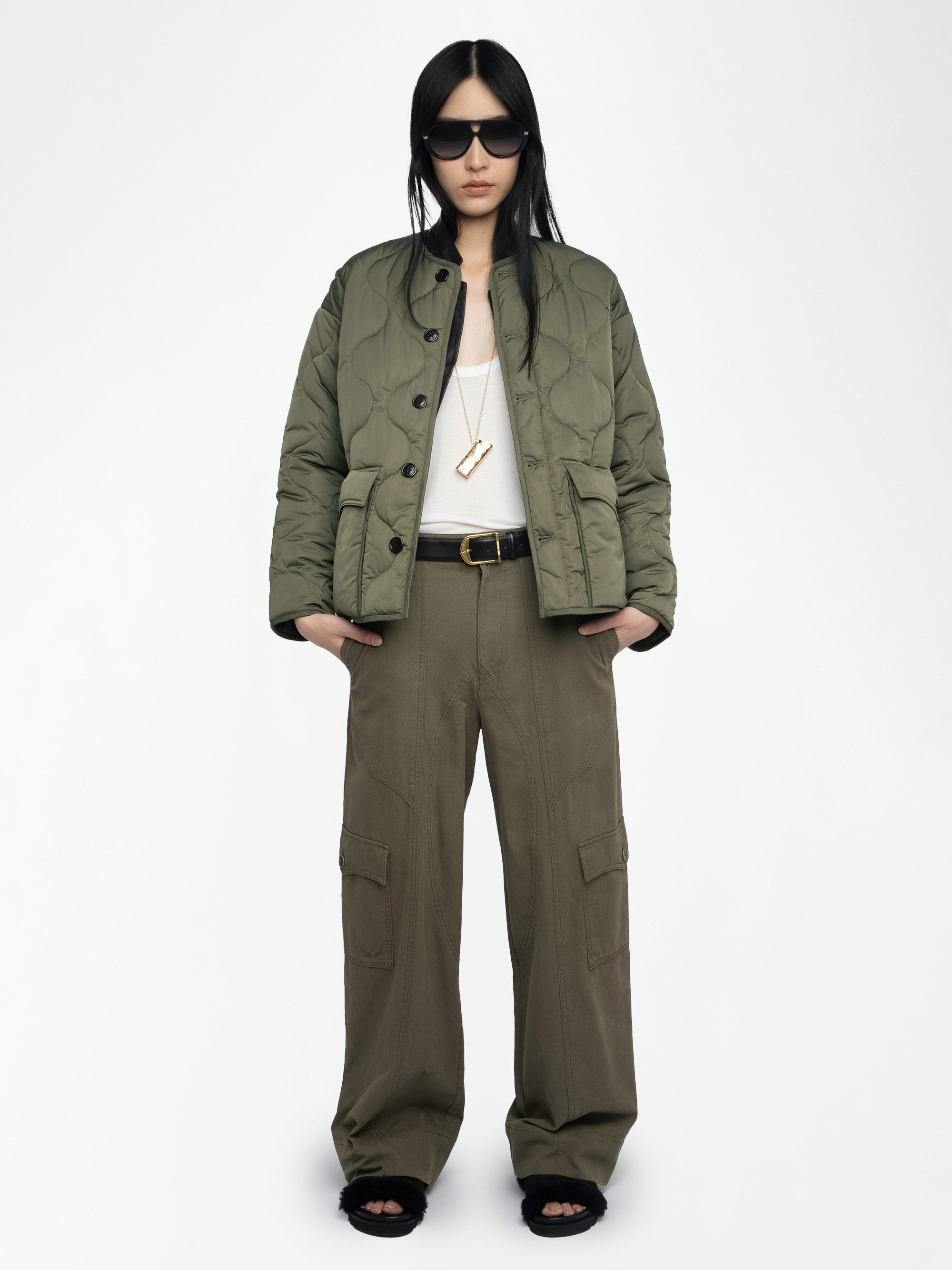 Bunji Parka - Short quilted parka with front patch pockets and button closure.