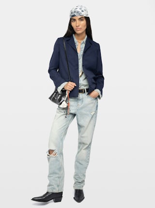 Veste Lara - Blouson en laine mélangé avec découpes esprit western, poches appliquées et fermeture boutonnée.