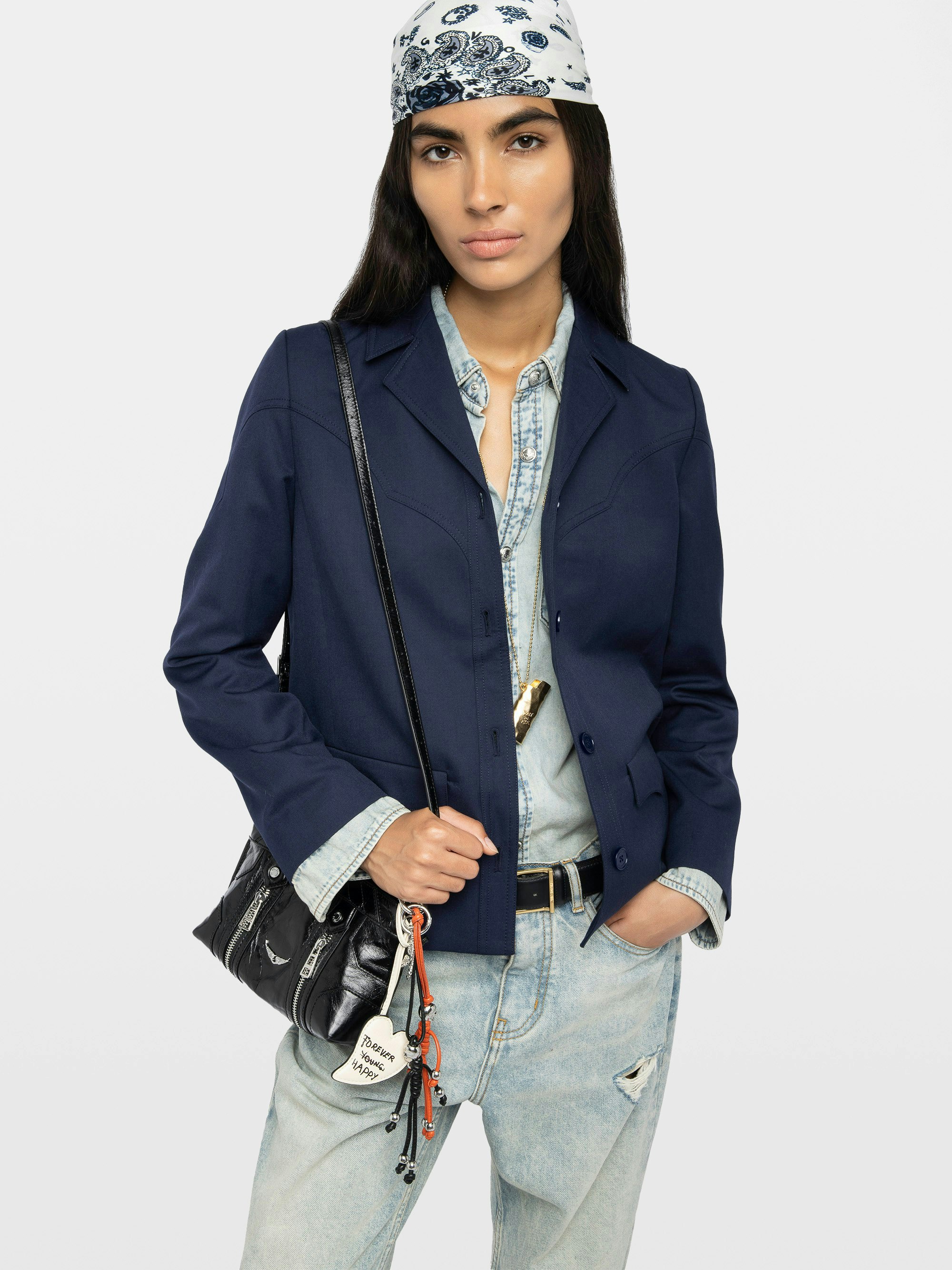 Lara Jacket - Mixed wool jacket with western-inspired cutouts, applied pockets and button closure.