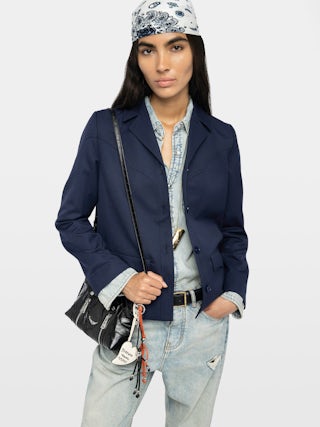Veste Lara - Blouson en laine mélangé avec découpes esprit western, poches appliquées et fermeture boutonnée.