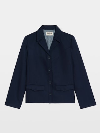 Veste Lara - Blouson en laine mélangé avec découpes esprit western, poches appliquées et fermeture boutonnée.
