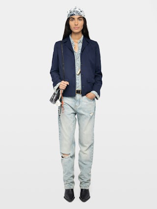 Lara Jacket - Mixed wool jacket with western-inspired cutouts, applied pockets and button closure.