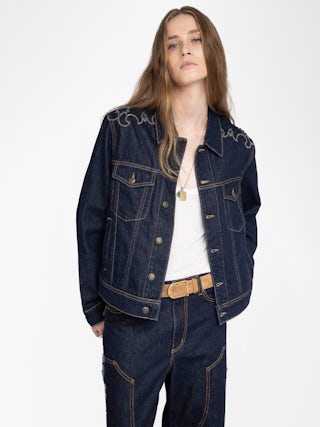 Bases Denim Jacket - Denim jacket, western-inspired cuts, long sleeves, multiple pockets and button fastening.