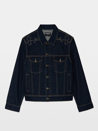 Blouson Bases Denim - Blouson en denim, découpes esprit western, manches longues, multi poches et fermeture boutonnée.