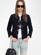Liam Jacket - Corduroy jacket in plain colour, long sleeves, multiple pockets, button fastening and embossed wings on the back.