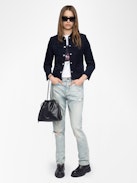 Liam Jacket - Corduroy jacket in plain colour, long sleeves, multiple pockets, button fastening and embossed wings on the back.