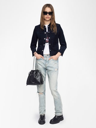 Liam Corduroy Jacket - Corduroy jacket in plain colour, long sleeves, multiple pockets, button fastening and embossed wings on the back.