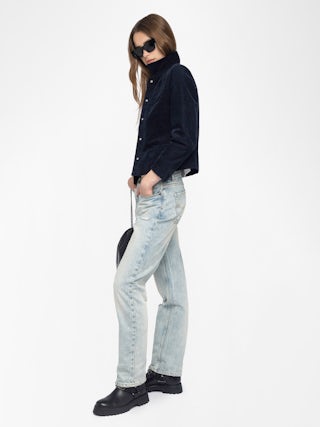 Liam Corduroy Jacket - Corduroy jacket in plain colour, long sleeves, multiple pockets, button fastening and embossed wings on the back.