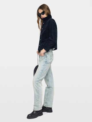 Liam Corduroy Jacket - Corduroy jacket in plain colour, long sleeves, multiple pockets, button fastening and embossed wings on the back.