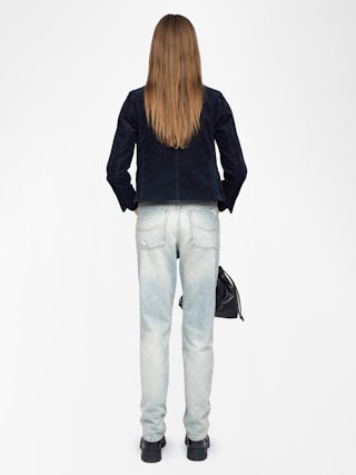 Liam Corduroy Jacket - Corduroy jacket in plain colour, long sleeves, multiple pockets, button fastening and embossed wings on the back.