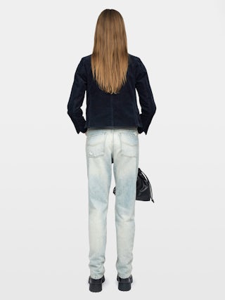 Liam Corduroy Jacket - Corduroy jacket in plain colour, long sleeves, multiple pockets, button fastening and embossed wings on the back.