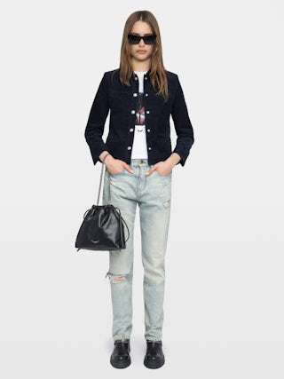 Liam Corduroy Jacket - Corduroy jacket in plain colour, long sleeves, multiple pockets, button fastening and embossed wings on the back.