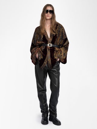 Velvet Kimono​ Robe - Kimono in sequined paisley velvet. Please note this product is one size only. Each piece has unique placement of the paisley embroidery.