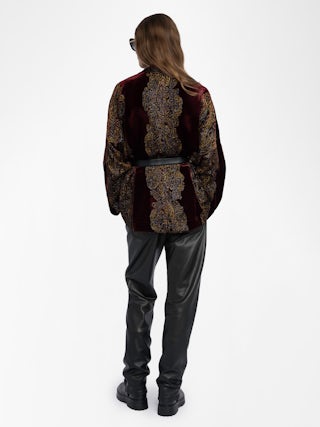 Velvet Kimono​ Robe - Kimono in sequined paisley velvet. Please note this product is one size only. Each piece has unique placement of the paisley embroidery.