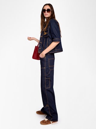 Blouson Kyo Denim - Blouson en denim manches courtes, fermetures boutonnées, pate amovible et multi poches.