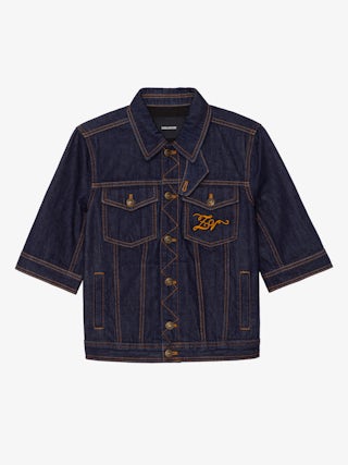 Blouson Kyo Denim - Blouson en denim manches courtes, fermetures boutonnées, pate amovible et multi poches.