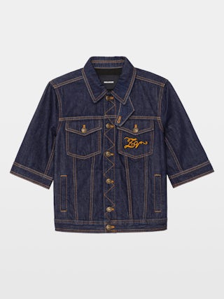 Kyo Denim Jacket - Short-sleeved denim jacket with button fastenings, removable flap and multiple pockets.