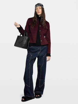 Liam Jacket - Fitted double-faced jacket in wool blend, long sleeves, button closure and embossed wings at the back.