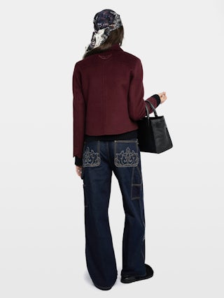 Liam Jacket - Fitted double-faced jacket in wool blend, long sleeves, button closure and embossed wings at the back.