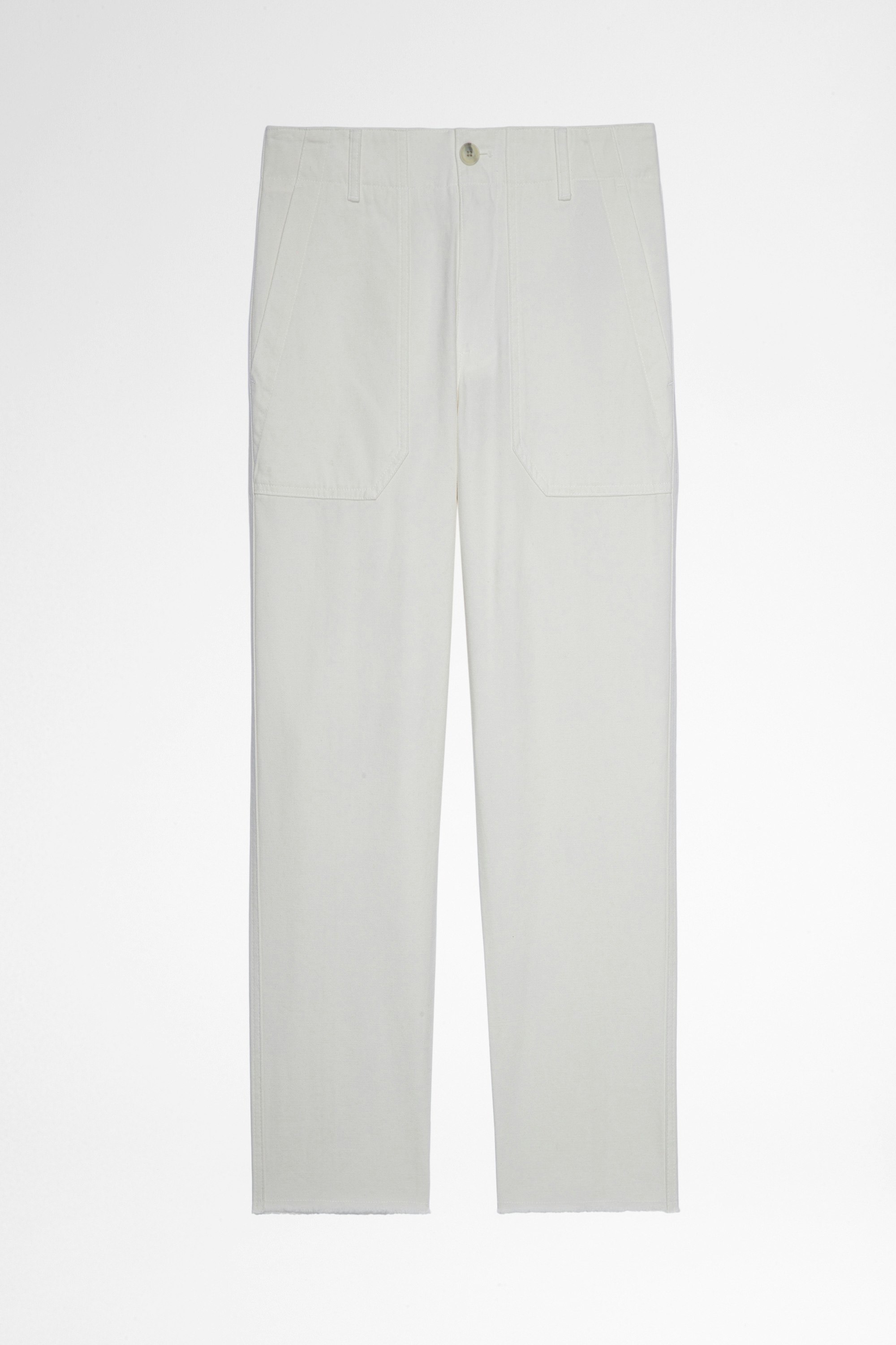 Projet Trousers Women's white cotton 7/8 length trousers