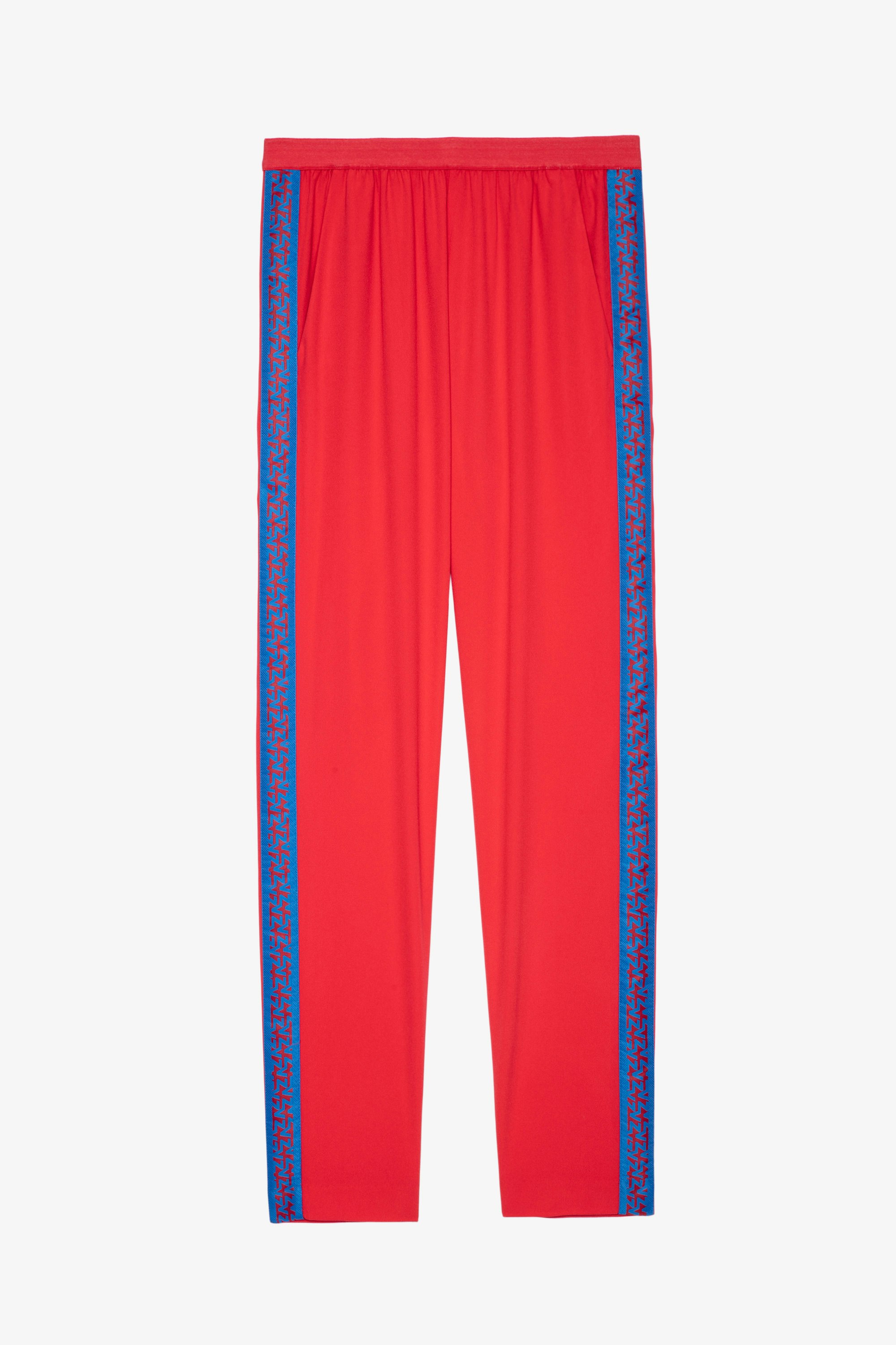 Paula Trousers  Women’s red trousers with contrasting stripes on the sides