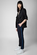 Paula Band Trousers - ZV women’s navy blue trousers with bands on the sides