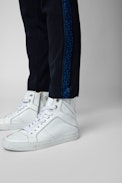Paula Band Trousers - ZV women’s navy blue trousers with bands on the sides
